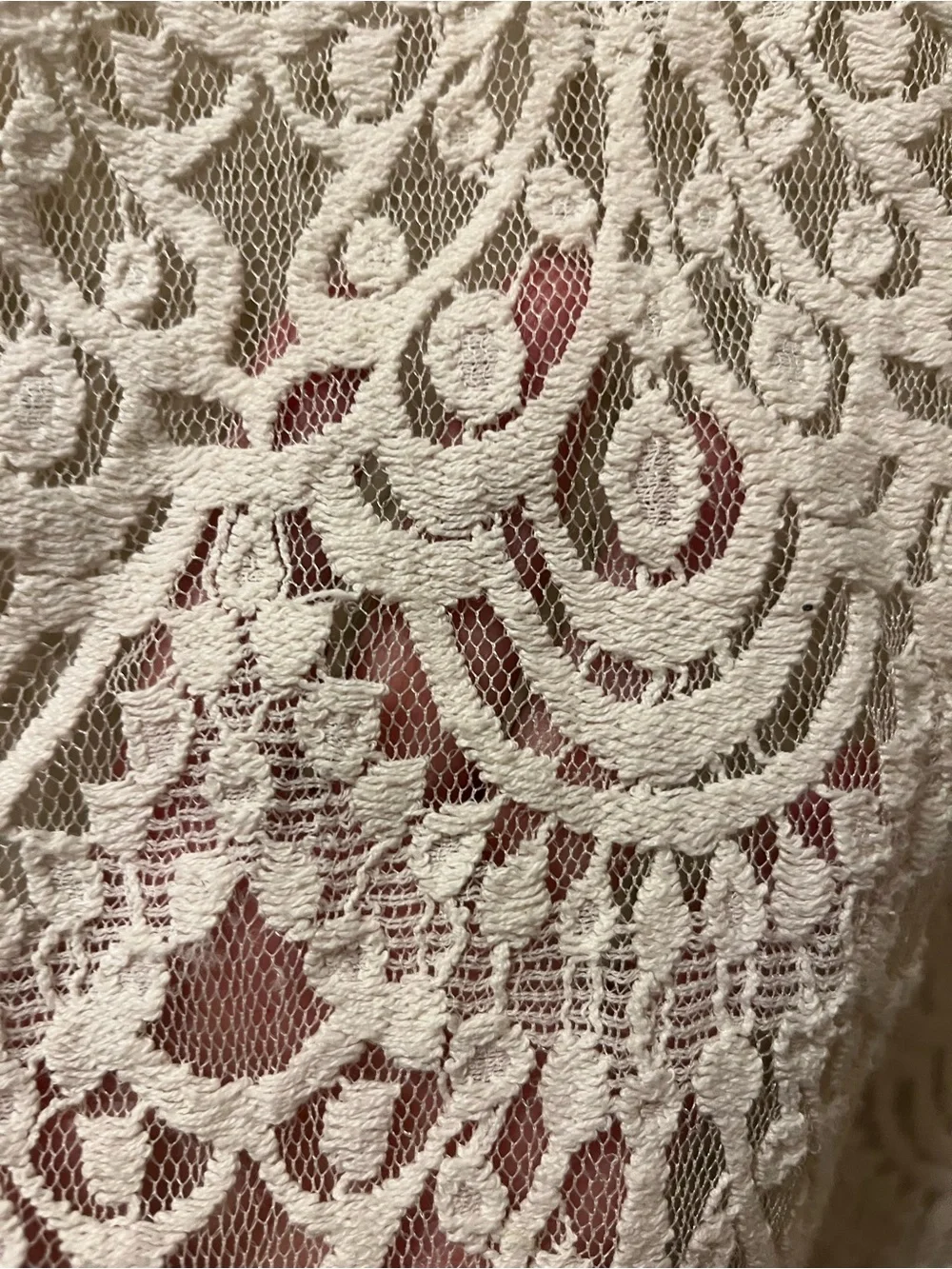 Banana Republic Women’s Cream Lace Long-Sleeve Top With Button Up Back Sz‎ Med